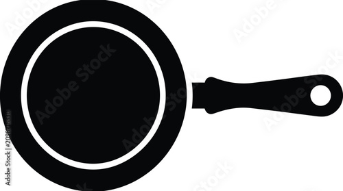 Foto Black silhouette icon of a frying pan with a handle.