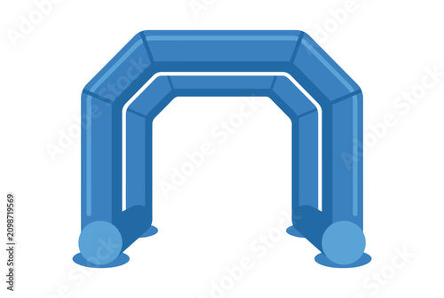 Картината върху платно A blue inflatable archway stands against a plain white background
