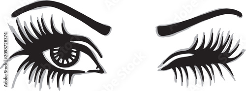 Fotografie occhi con sfumaturStylized Eyes with Eyelashes Vector Illustration – Fashion Bea