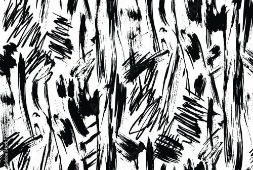 Tableau sur toile Abstract black and white grunge texture with bold brush strokes