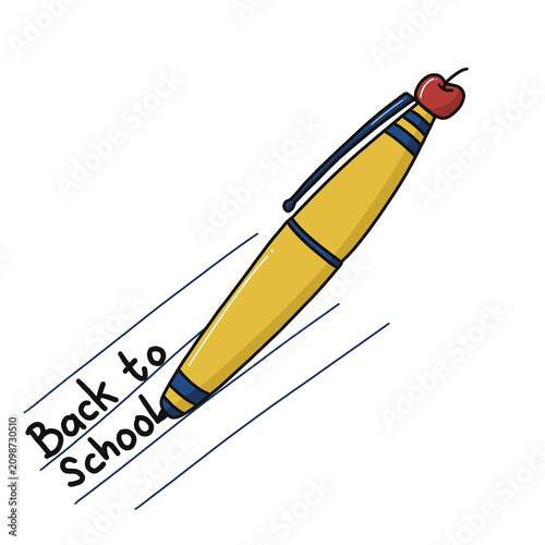 Yellow Pen with Back to School Writing 