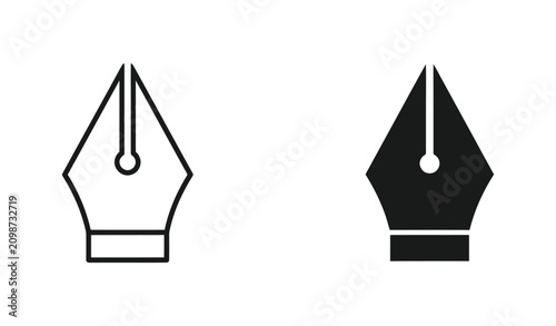 Bild auf Leinwand Fountain pen nib icon in outline and solid style