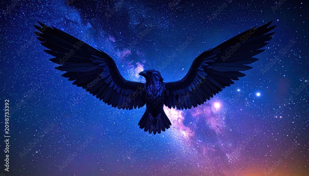 Obraz premium Majestic Eagle in Starry Night Sky.