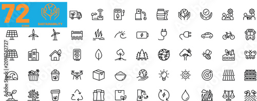 Sustainability icons set. Eco-friendly symbols for green business