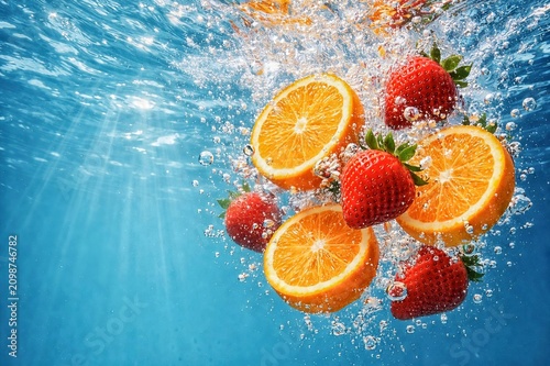 Orange and Strawberry Splash Underwater