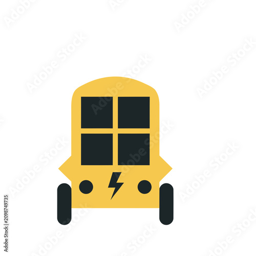 Yellow electric school bus icon