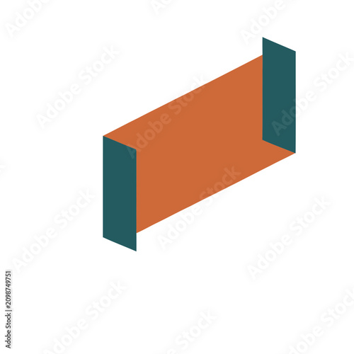 Abstract geometric shape with orange and teal colors