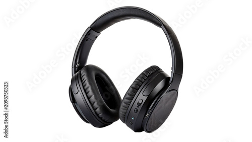 Black wireless over ear headphones audio tech equipment musical accessory isolated on transparent background