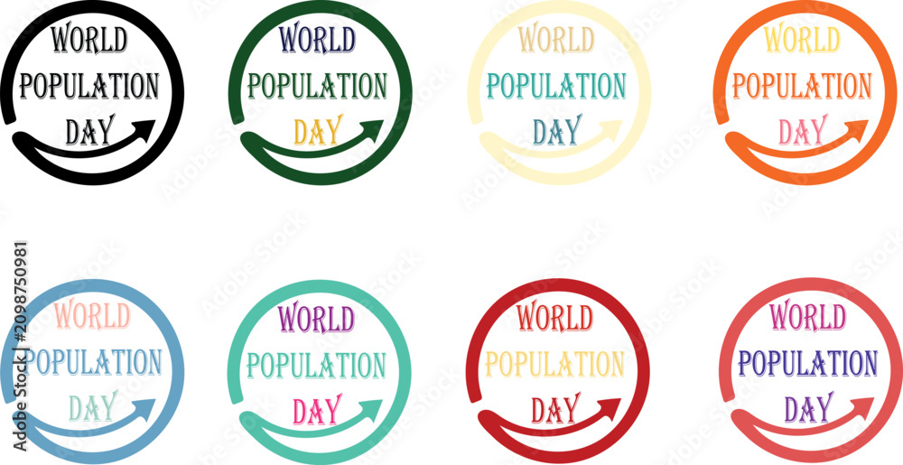 Obraz premium World Population Day Badge Vector Collection Colorful Awareness Logo Design