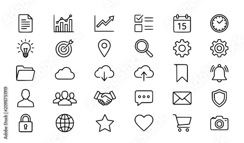 Universal editable line icon collection for infographics and web design vector