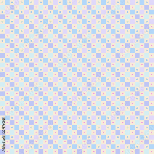 Wallpaper Blue Pattern Seamless and Cute Square Pastel. 