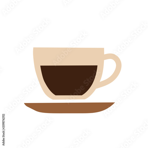 Flat espresso cup icon isolated on white background. Small coffee cup illustration for cafes, restaurants, breakfast menus and hot beverage concepts
