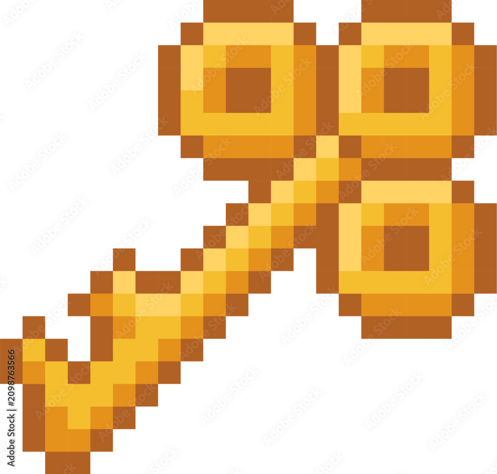 Fototapeta premium Key Turning In Pixel Art