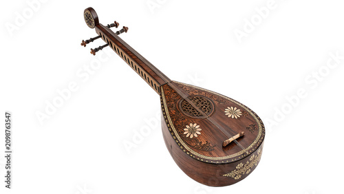 фотографія Traditional oriental lute musical string instrument oud acoustic folklore isolat