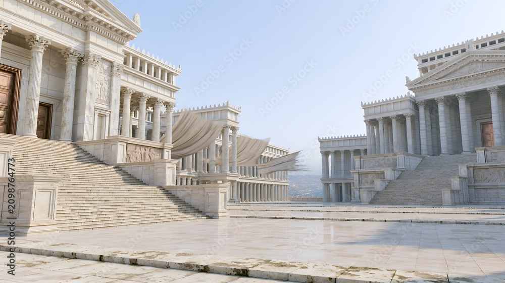 Obraz premium Ancient Alexandria’s Great Library a stunning recreation of Hellenistic grandeur and architectural mastery