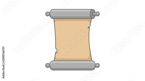 Foto An illustration depicts an ancient scroll unrolled vertically on a plain surface