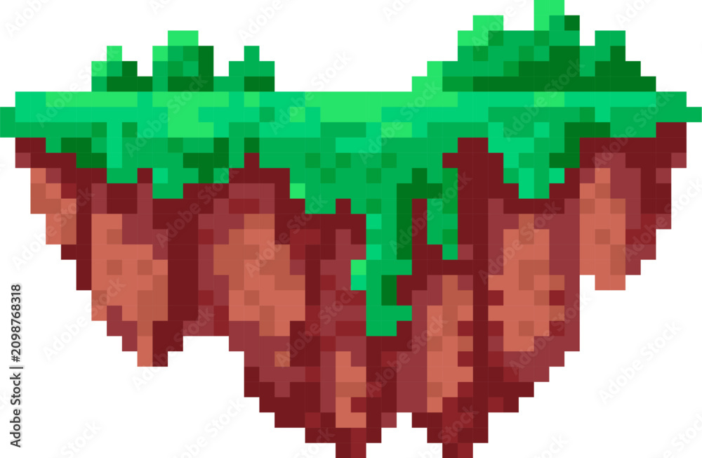 Fototapeta premium Floating Island Platform Pixel Art