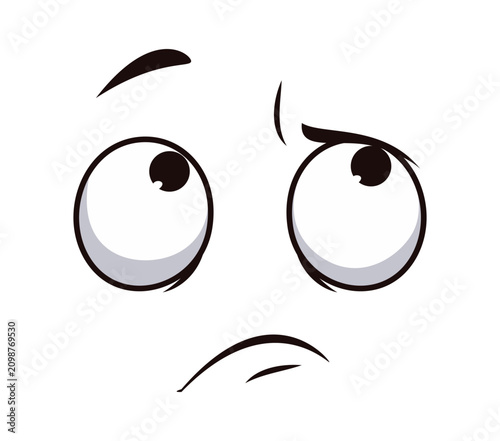 фотографія Offended poor cartoon face expression with unhappy emotion, cartoon emoji or emoticon character