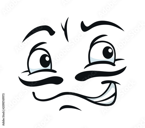 Принти на полотні Cartoon face with mustaches and angry emotion expression for emoji with sulky look