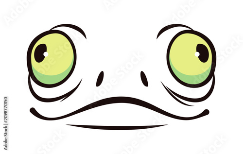Schilderij op canvas Cartoon comic frog animal emoji face eyes and mouth with happy expression and smile emotion