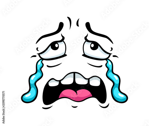 Konstfotografi Crying sobbing face emoji with sad emotion and unhappy hurt expression