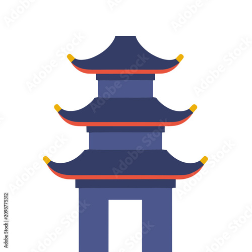 Temple Building Flat Vector Illustration