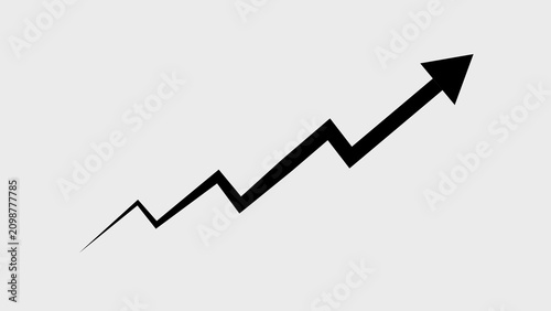 фотографія A sharp black line graph with jagged peaks and valleys ascends diagonally from t
