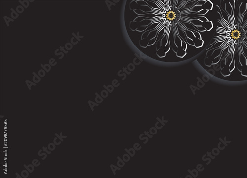 Modern Monochrome Floral Circle Abstract Design