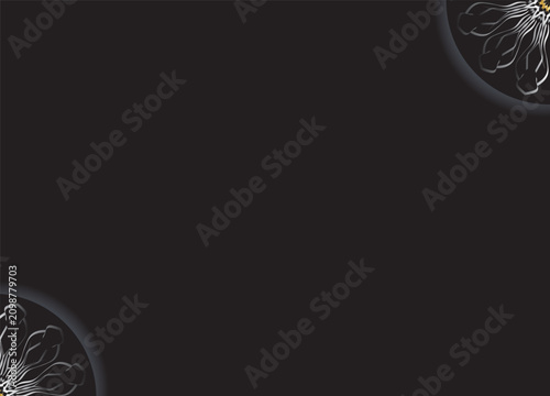 Modern Monochrome Floral Circle Abstract Design