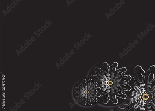 Modern Monochrome Floral Circle Abstract Design