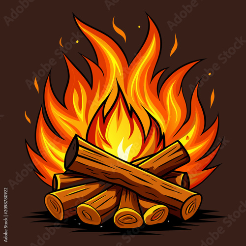 vector illustration of burning fire