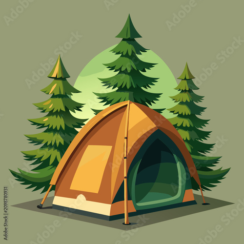 vector illustration of  camping in the mountains