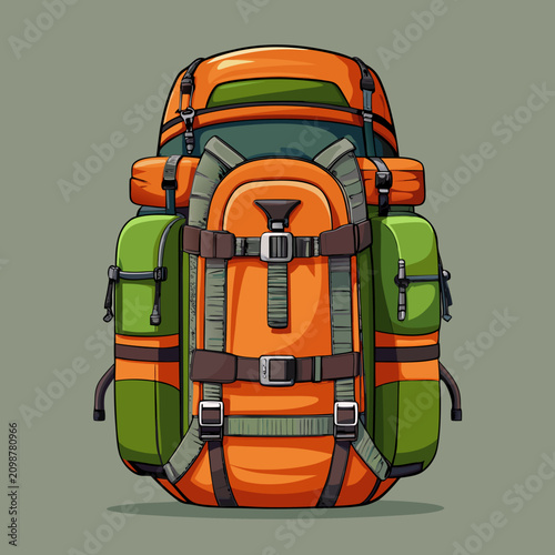 vector illustration of  orange backpack isolated on white