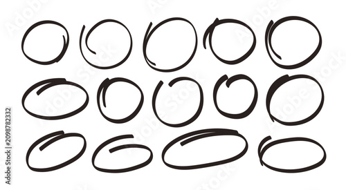 Hand-Drawn Scribbled Circle Elements Set
