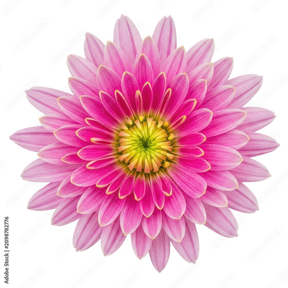 Obraz premium Vibrant pink gerbera daisy in full bloom isolated on transparent background