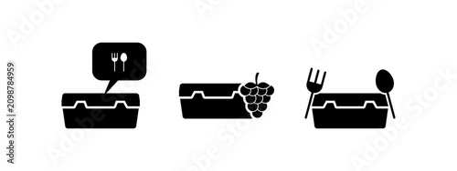 lunch box icon in black style - stock vector.