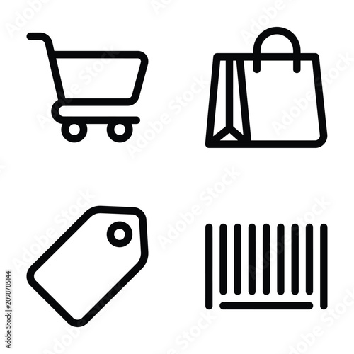 Canvastavla Shopping and e commerce business icons with shopping ecommerce business commerce
