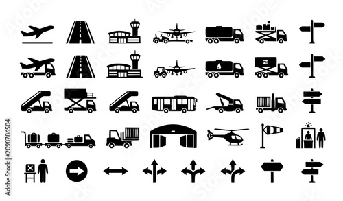 Foto Airport and aviation silhouette icon collection vector illustration