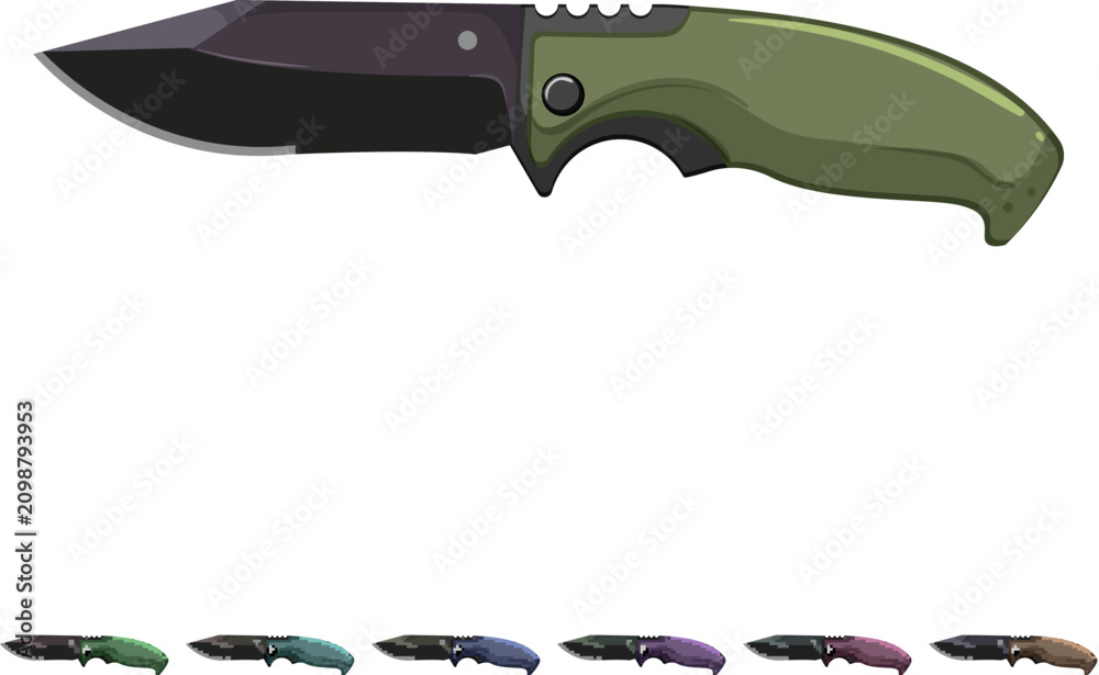 Fototapeta premium steel military knife cartoon. steel military knife sign colorful illustration