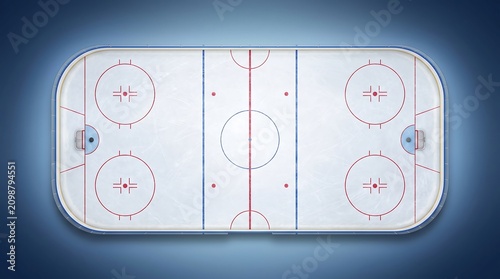 Clean Vector Illustration of a Regulation Ice Hockey Rink