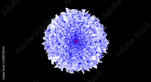 Cuadro en lienzo Abstract blue crystal flower fractal art on black background