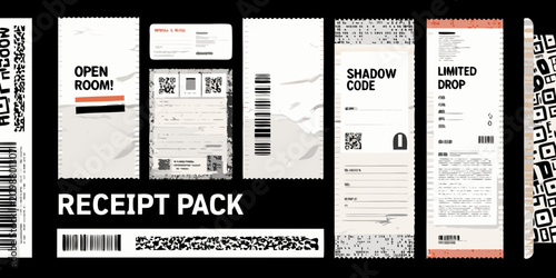 Quadro su tela Receipt pack design template with barcodes and text vector illustration