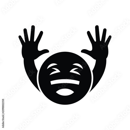 Obraz na płótnie Black silhouette of screaming emoticon.