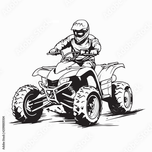 ATV Rider Off-Road Adventure Vehicle Vector Design Isolated On White Background
