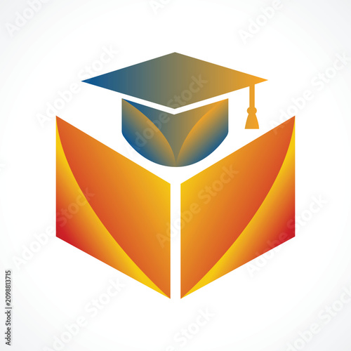 Modern Education Logo with Graduation Cap and Open Book