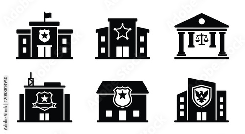 Foto Government Building Silhouettes With Emblems And Architectural Details Silhouett