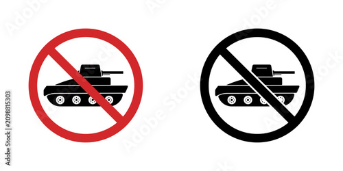 Quadro su tela No Tanks Prohibition Sign Icon Set