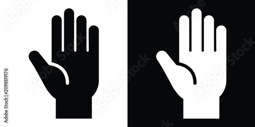 Fotografía Raised hand with wrist icon in black and white styles