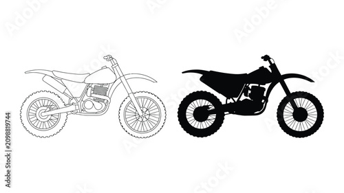 Cuadro en lienzo Classic Motorcycle Icon Set, vector illustration, outline and solid style, land