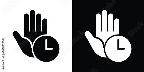 Foto Open hand gesture paired with a clock symbol